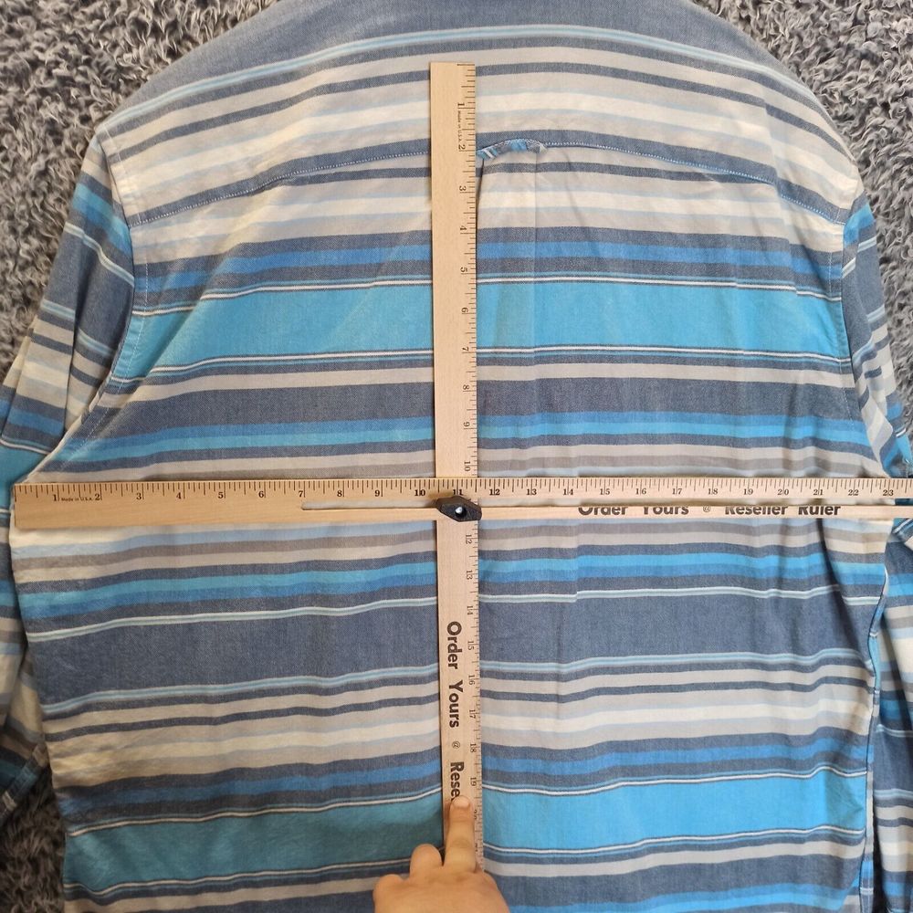 American Eagle Shirt Men XLarge Blue Striped Casual Button Up Collar Long Sleeve - Picture 6 of 8